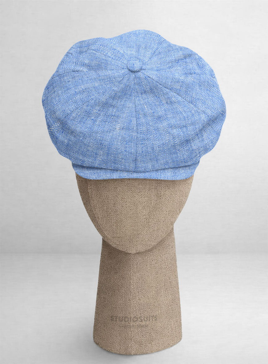 Italian Nile Blue Linen Newsboy Cap - StudioSuits