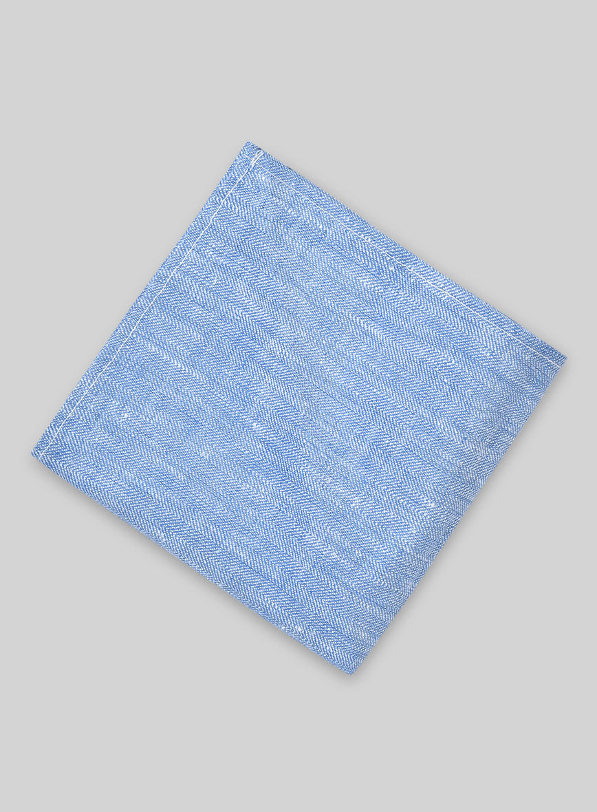 Italian Nile Blue Linen Pocket Square - StudioSuits