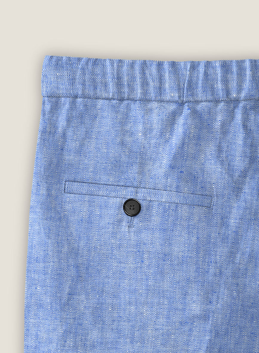 Italian Nile Blue Linen Shorts - StudioSuits