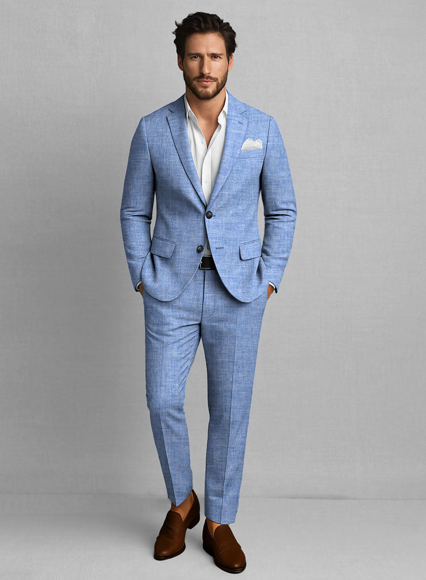 Italian Nile Blue Linen Suit - StudioSuits
