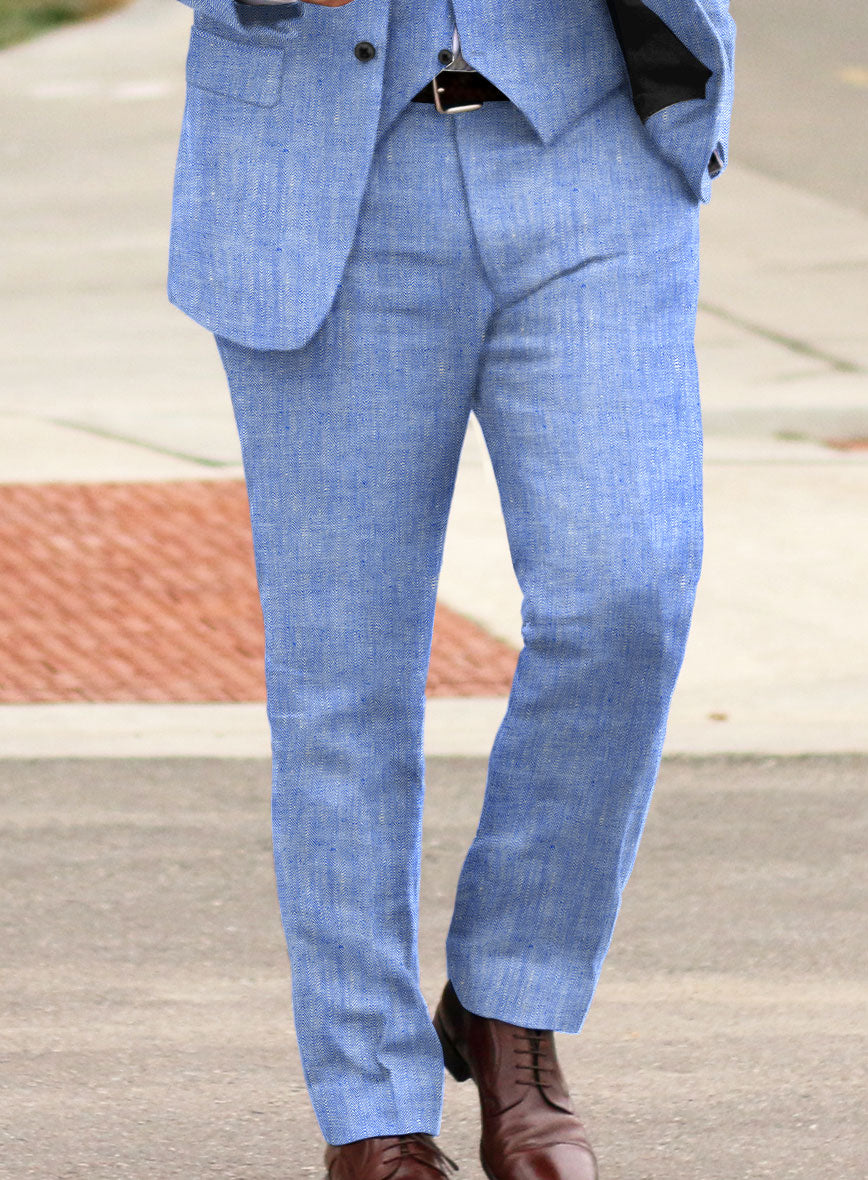 Italian Nile Blue Linen Suit - StudioSuits