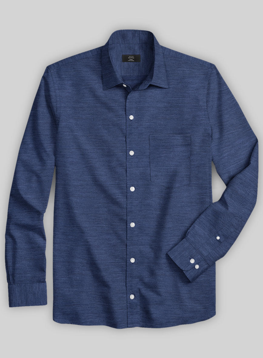 Italian Nile Blue Stretch Cotton Shirt - StudioSuits