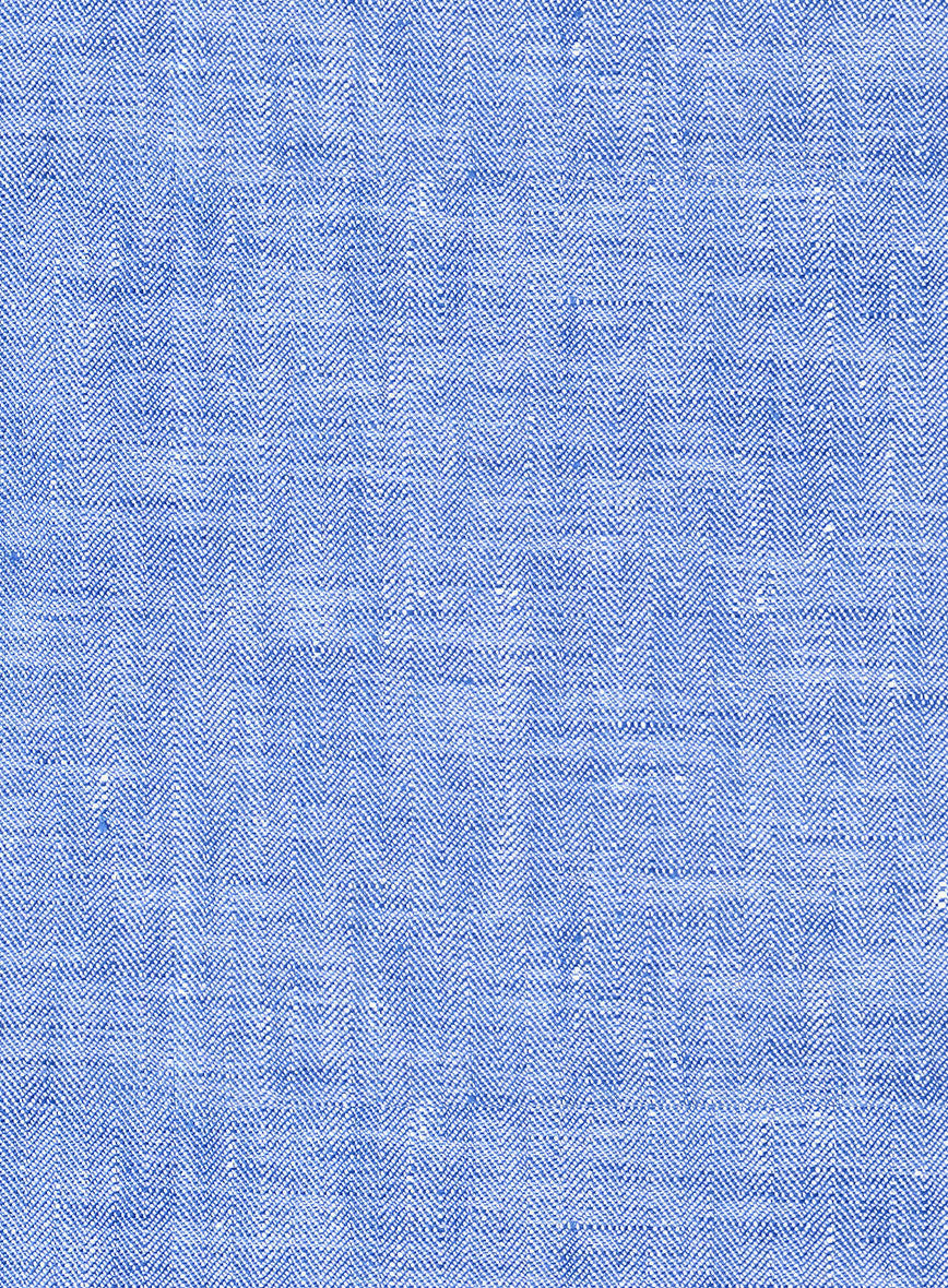 Italian Nile Blue Linen Highland Trousers - StudioSuits