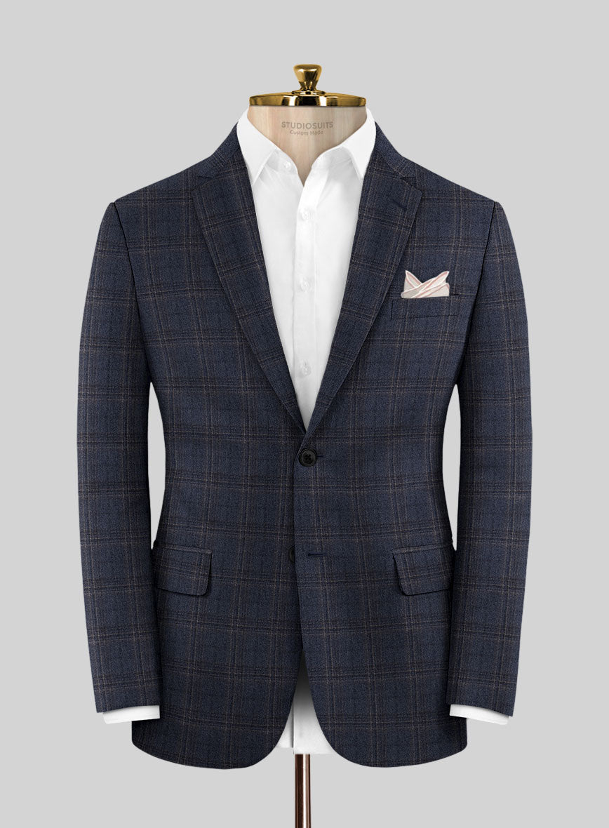 Italian Ofra Blue Checks Flannel Jacket - StudioSuits