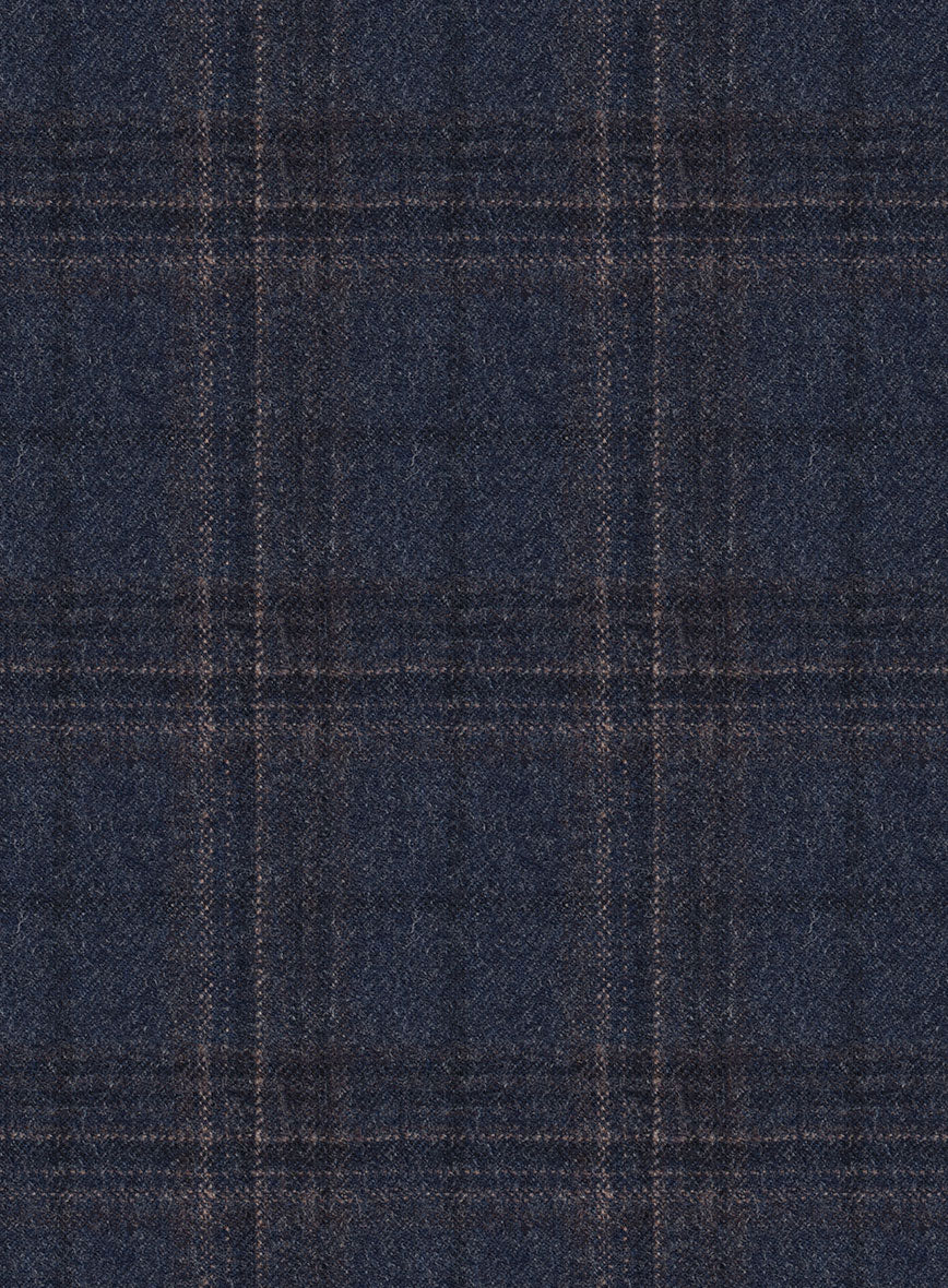 Italian Ofra Blue Checks Flannel Pants - StudioSuits