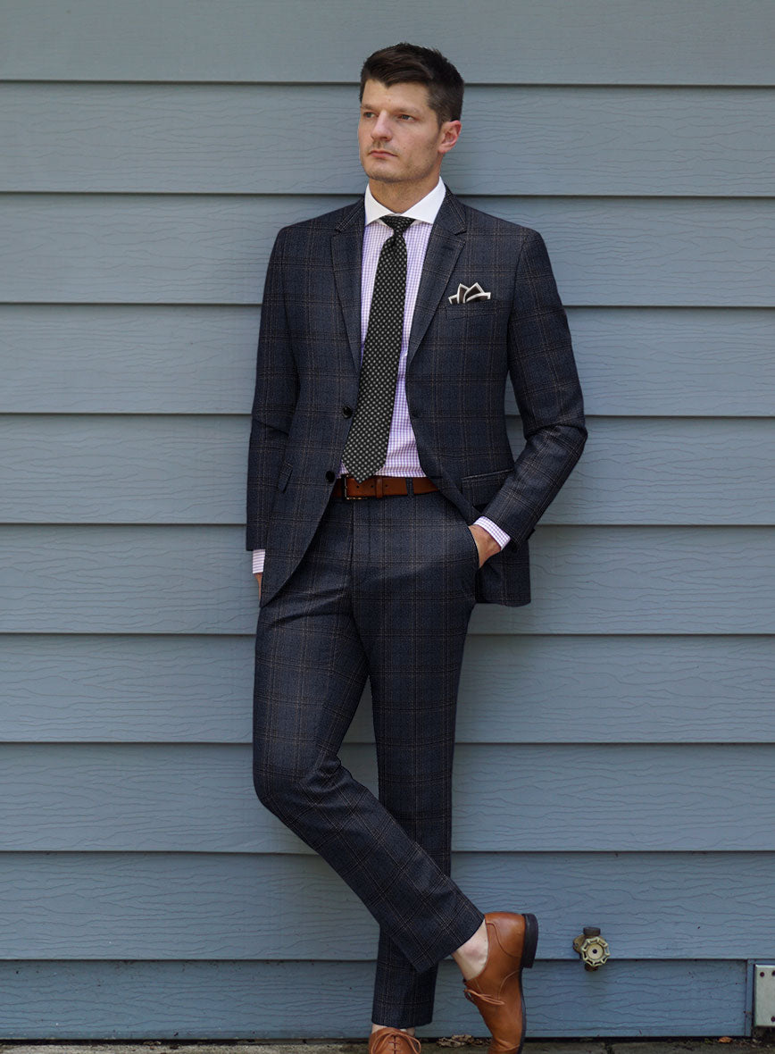 Italian Ofra Blue Checks Flannel Suit - StudioSuits
