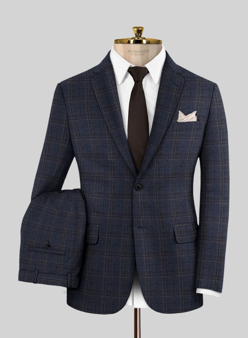 Italian Ofra Blue Checks Flannel Suit - StudioSuits