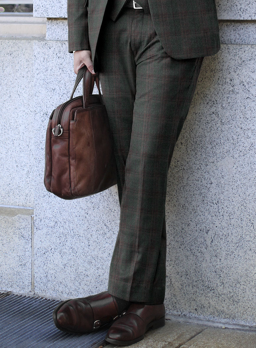 Italian Ofra Green Checks Flannel Pants - StudioSuits
