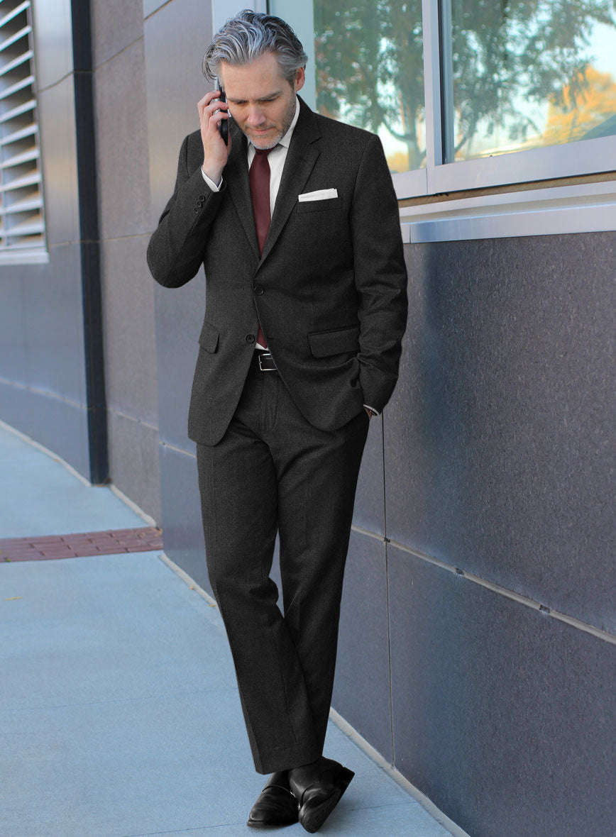 Italian Ombo Charcoal Birdseye Flannel Suit - StudioSuits