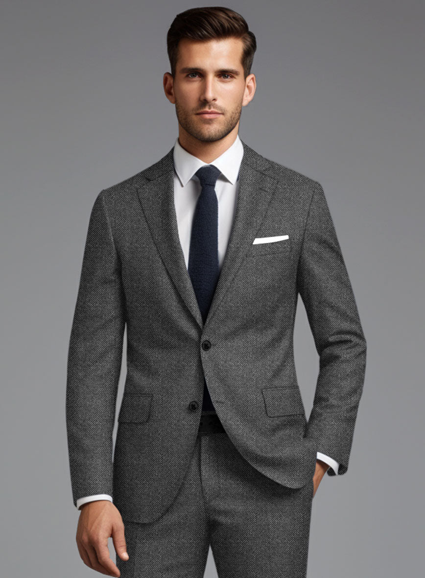 Italian Ombo Dark Gray Birdseye Flannel Jacket - StudioSuits