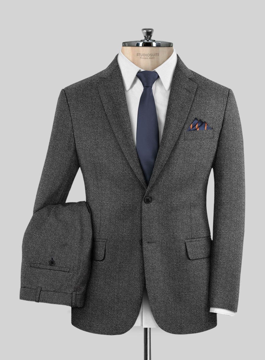 Italian Ombo Dark Gray Birdseye Flannel Suit - StudioSuits