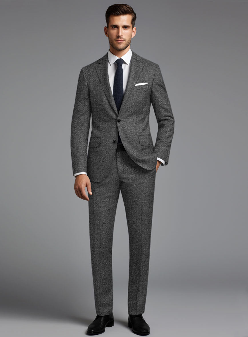 Italian Ombo Dark Gray Birdseye Flannel Suit – StudioSuits