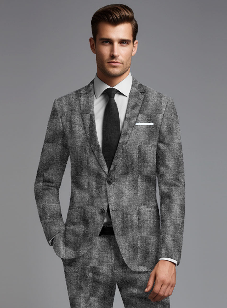 Italian Ombo Gray Birdseye Flannel Jacket - StudioSuits