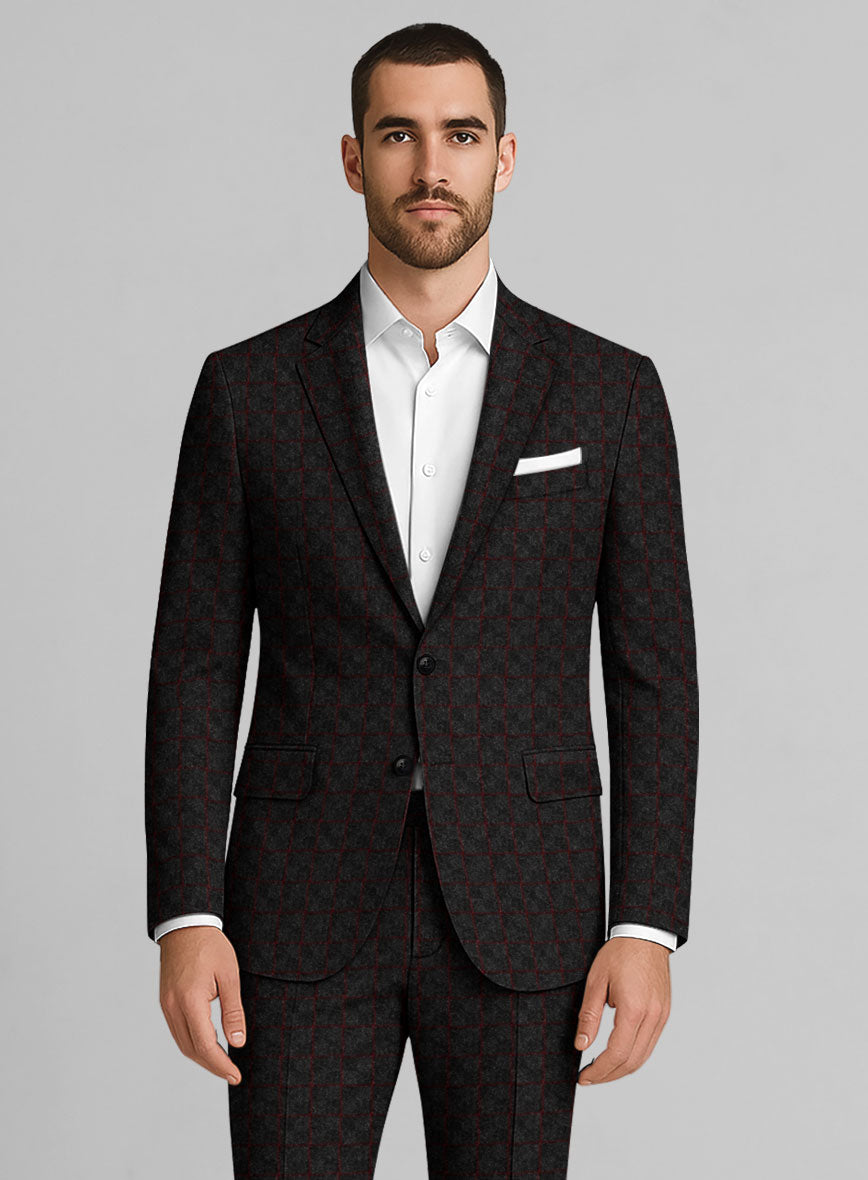 Italian Oxide Charcoal Check Tweed Jacket - StudioSuits