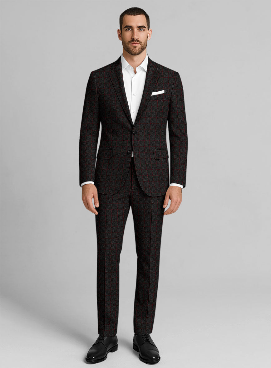 Italian Oxide Charcoal Check Tweed Suit - StudioSuits