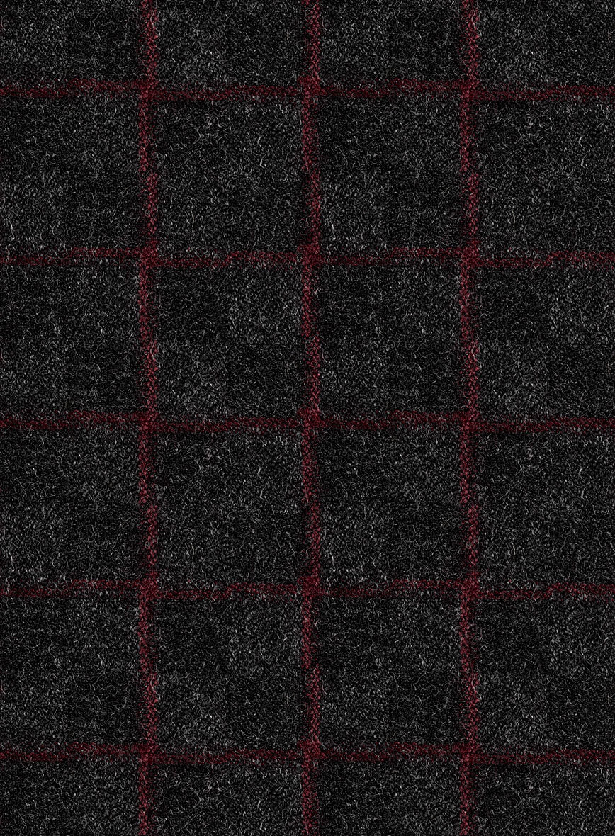 Italian Oxide Charcoal Check Tweed Pants - StudioSuits