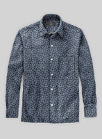 Italian Paisley Dark Blue Summer Linen Shirt - StudioSuits