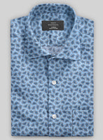 Italian Paisley Sky Blue Summer Linen Shirt - StudioSuits