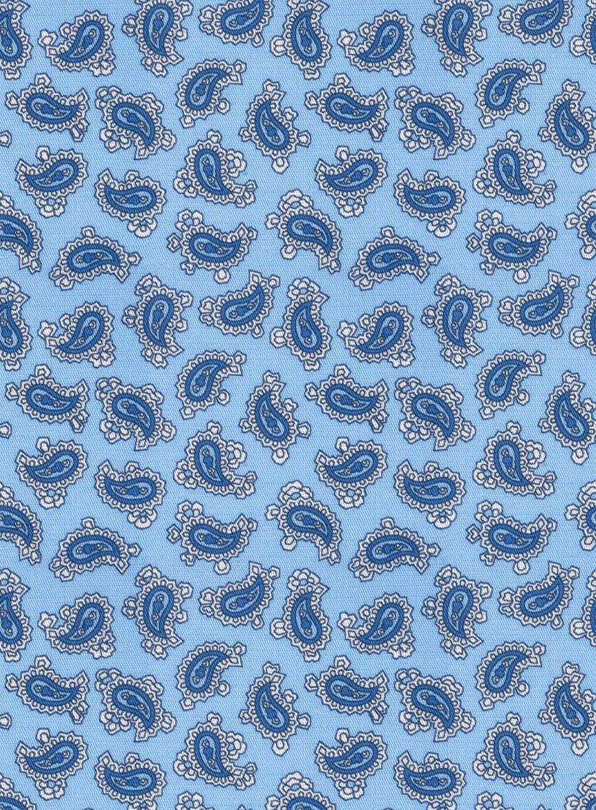Italian Paisley Sky Blue Summer Linen Shirt - StudioSuits