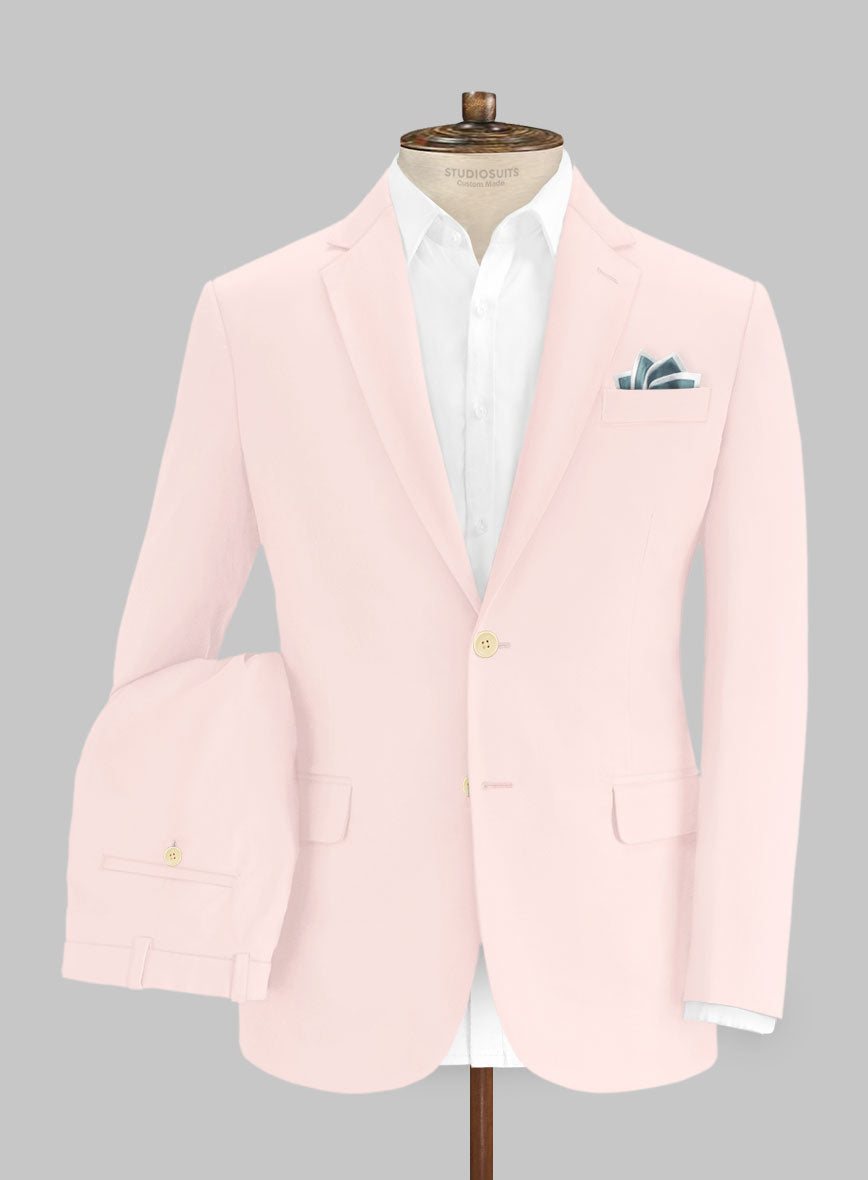 Italian Pale Pink Cotton Stretch Suit - StudioSuits