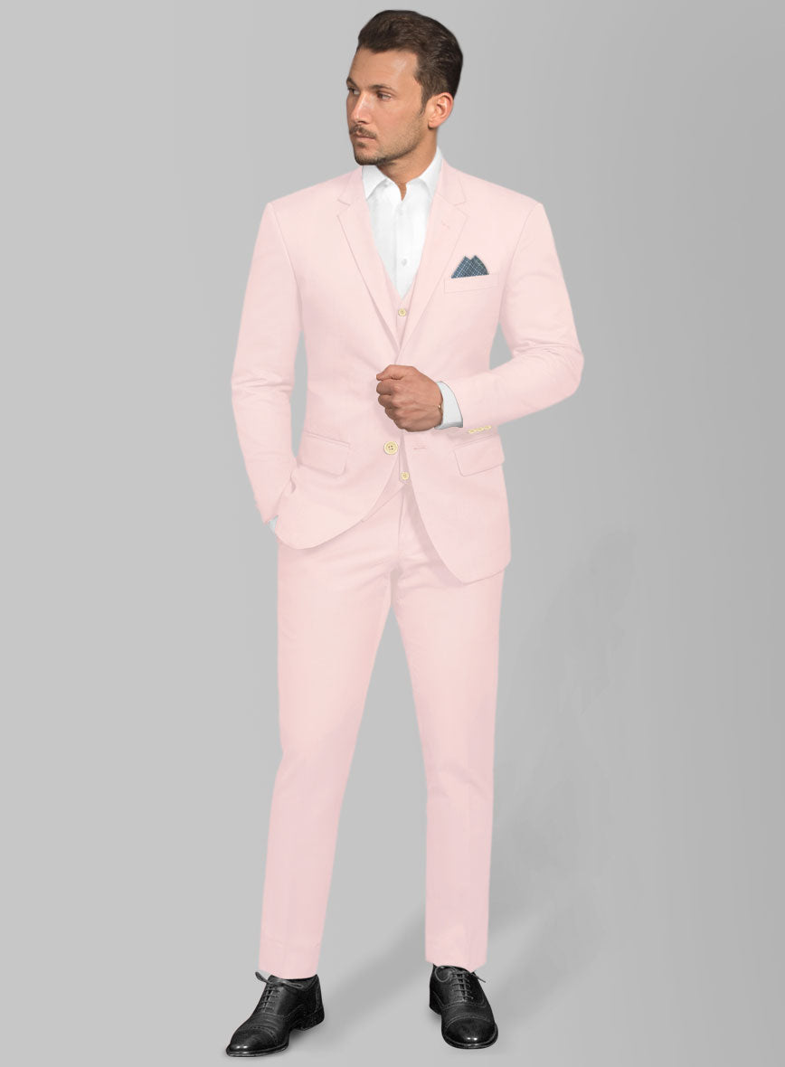 Italian Pale Pink Cotton Stretch Suit - StudioSuits