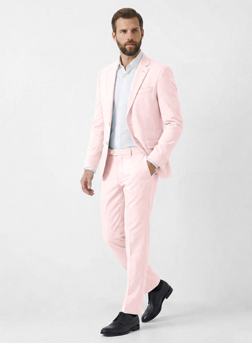 Italian Pale Pink Cotton Stretch Suit - StudioSuits