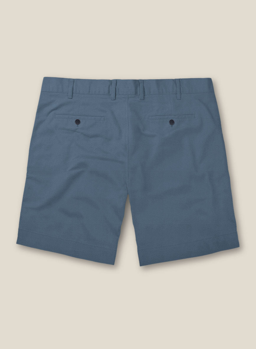 Italian Petrol Blue Cotton Stretch Shorts - StudioSuits