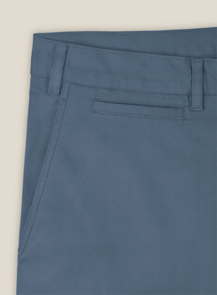 Italian Petrol Blue Cotton Stretch Shorts - StudioSuits