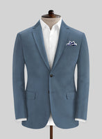 Italian Petrol Blue Cotton Stretch Suit - StudioSuits