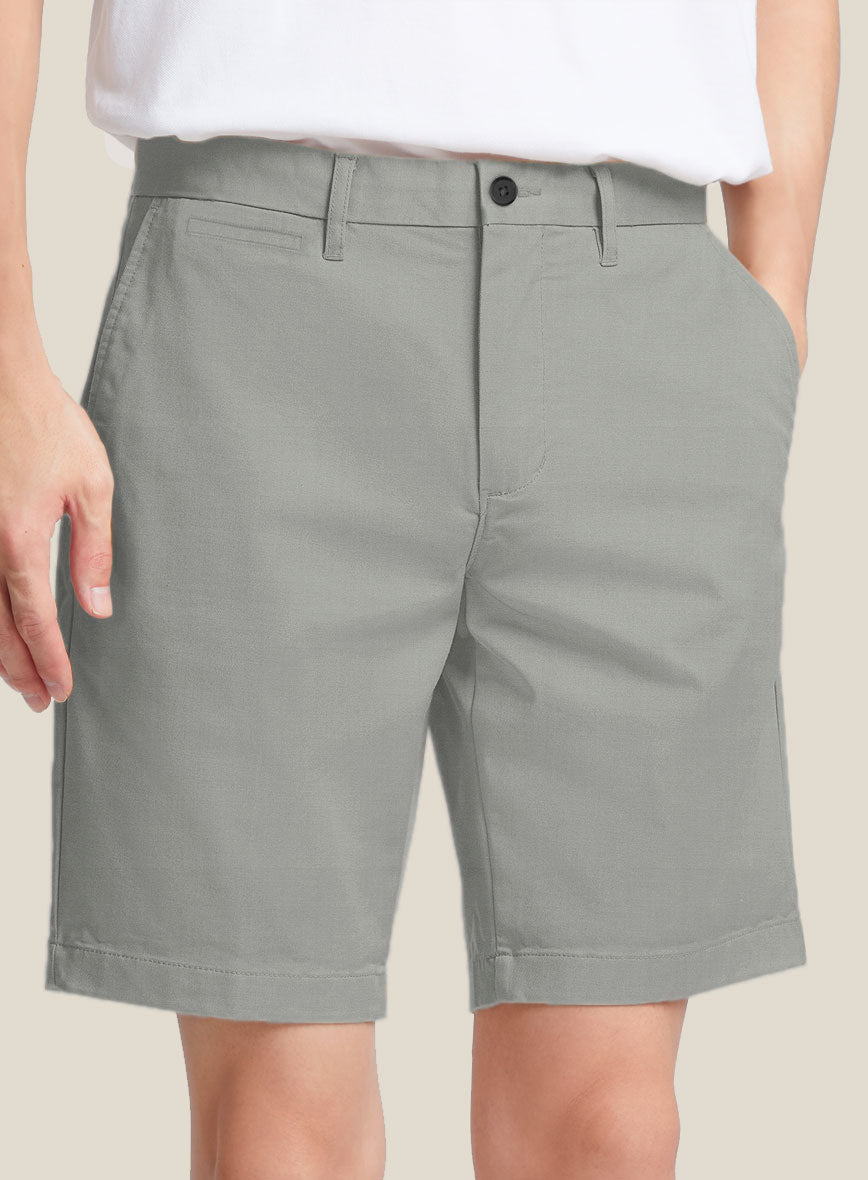 Italian Petrol Gray Cotton Stretch Shorts - StudioSuits