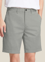 Italian Petrol Gray Cotton Stretch Shorts - StudioSuits