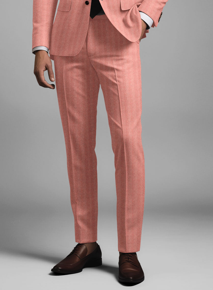 Italian Pink Herringbone Flannel Pants - StudioSuits
