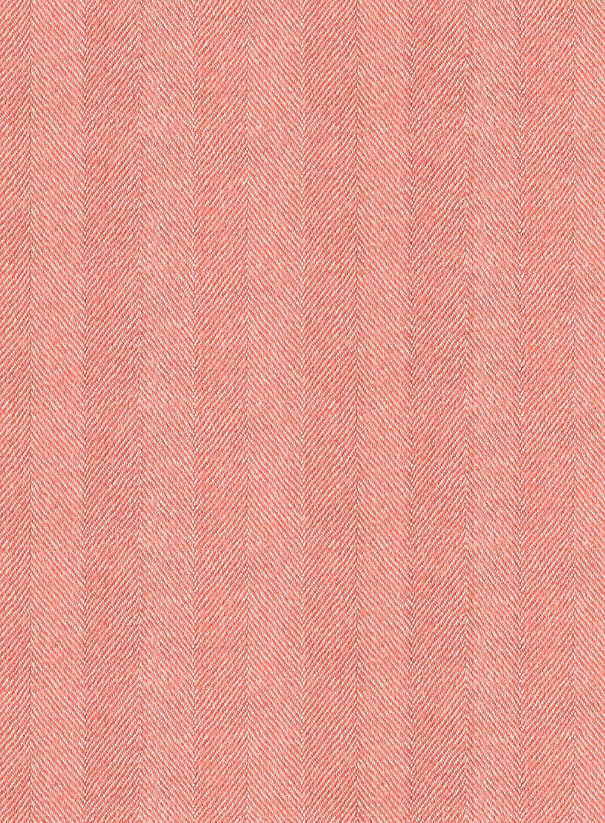 Italian Pink Herringbone Flannel Pants - StudioSuits