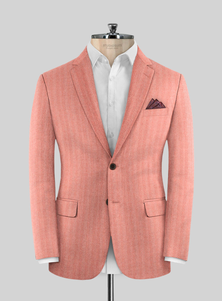 Italian Pink Herringbone Flannel Suit - StudioSuits