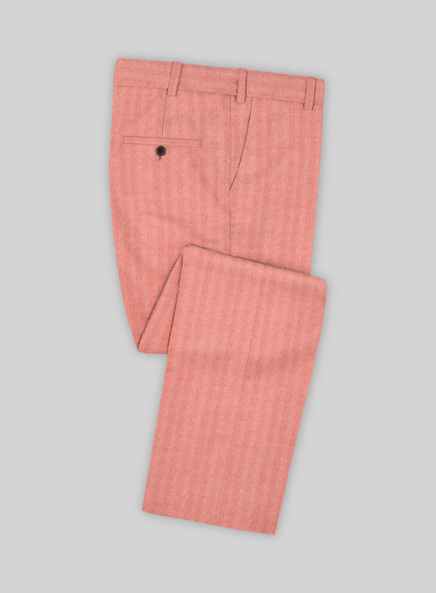 Italian Pink Herringbone Flannel Suit - StudioSuits