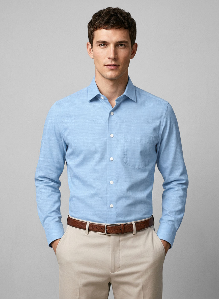 Italian Pinpoint Blue Shirt - StudioSuits