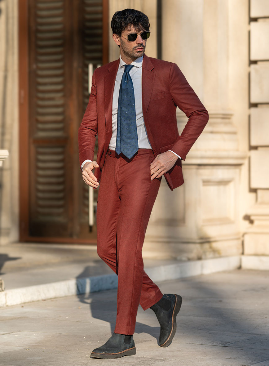 Italian Plicio Auburn Wool Suit - StudioSuits