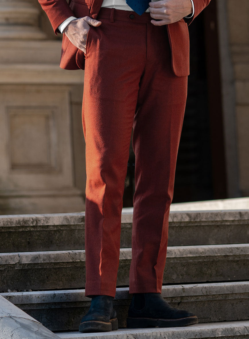 Italian Plicio Auburn Wool Pants - StudioSuits