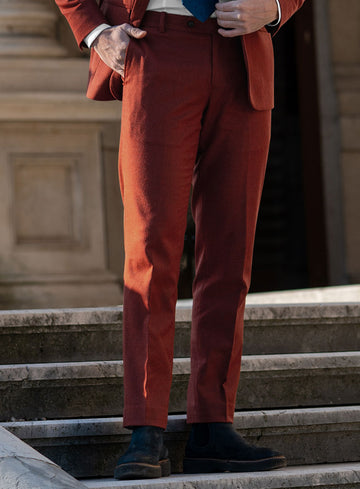 Italian Plicio Auburn Wool Pants - StudioSuits