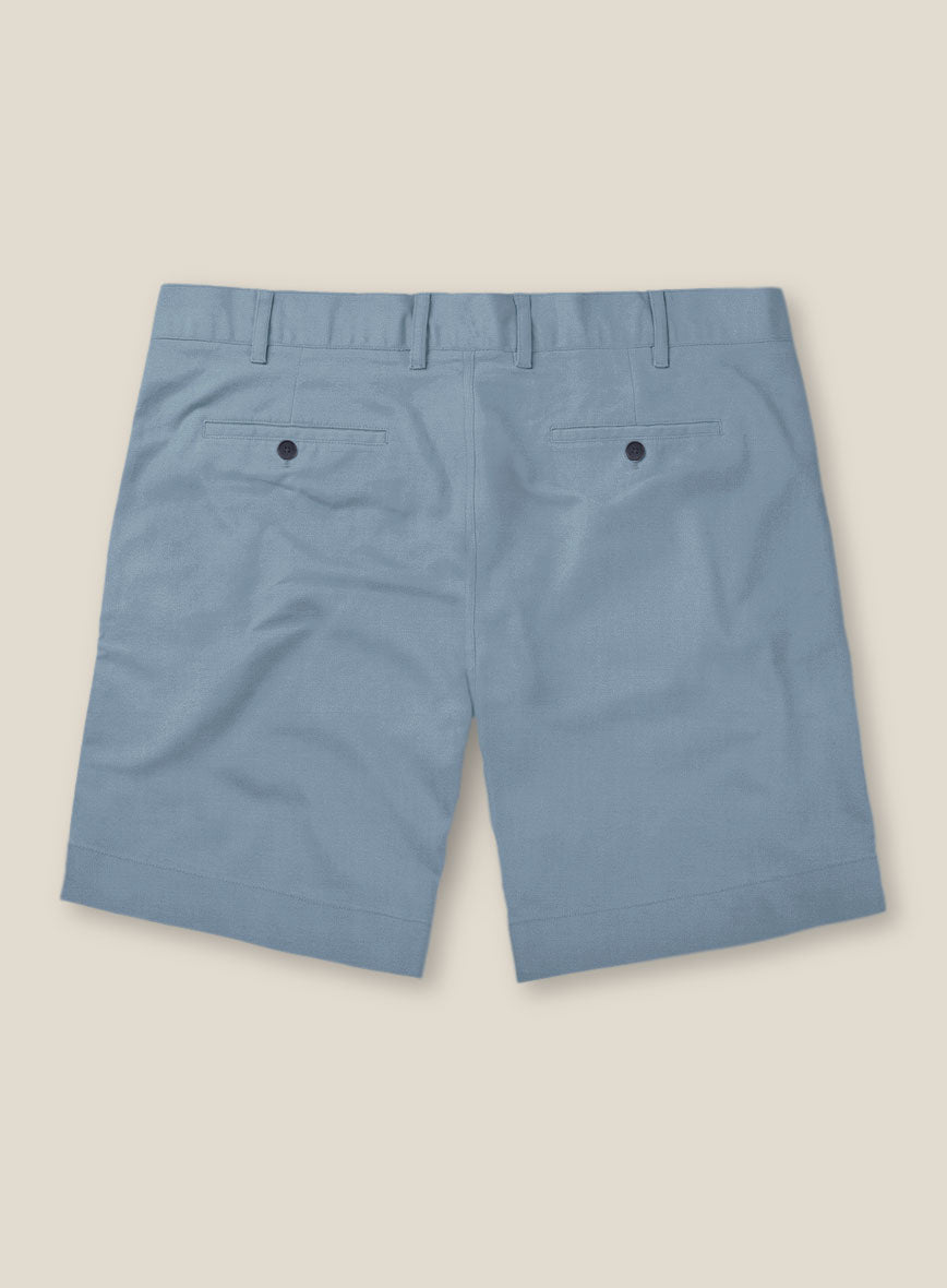 Italian Powder Blue Cotton Stretch Shorts - StudioSuits
