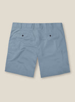 Italian Powder Blue Cotton Stretch Shorts - StudioSuits