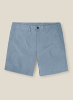 Italian Powder Blue Cotton Stretch Shorts - StudioSuits