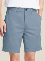 Italian Powder Blue Cotton Stretch Shorts - StudioSuits