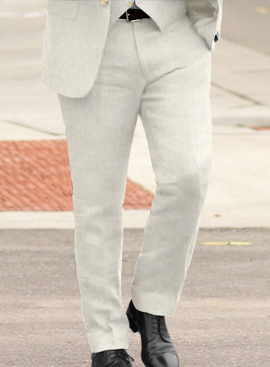 Italian Prato Beige Dobby Linen Suit - StudioSuits