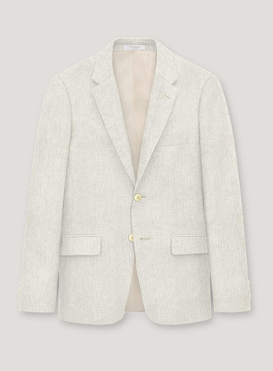 Italian Prato Beige Dobby Linen Suit - StudioSuits