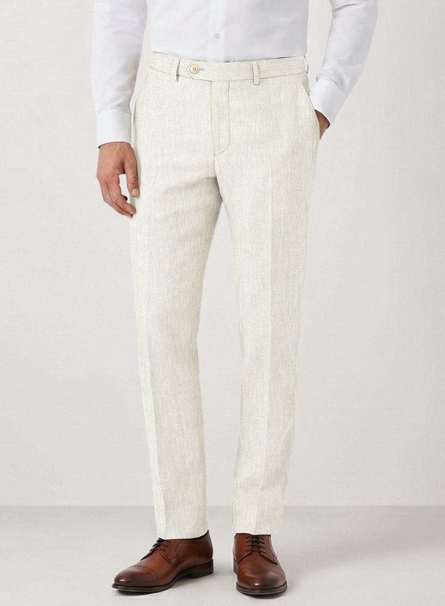 Italian Prato Beige Dobby Linen Suit - StudioSuits