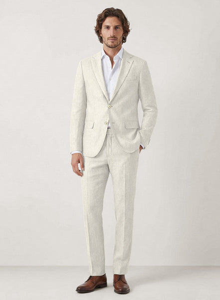 Italian Prato Beige Dobby Linen Suit – StudioSuits