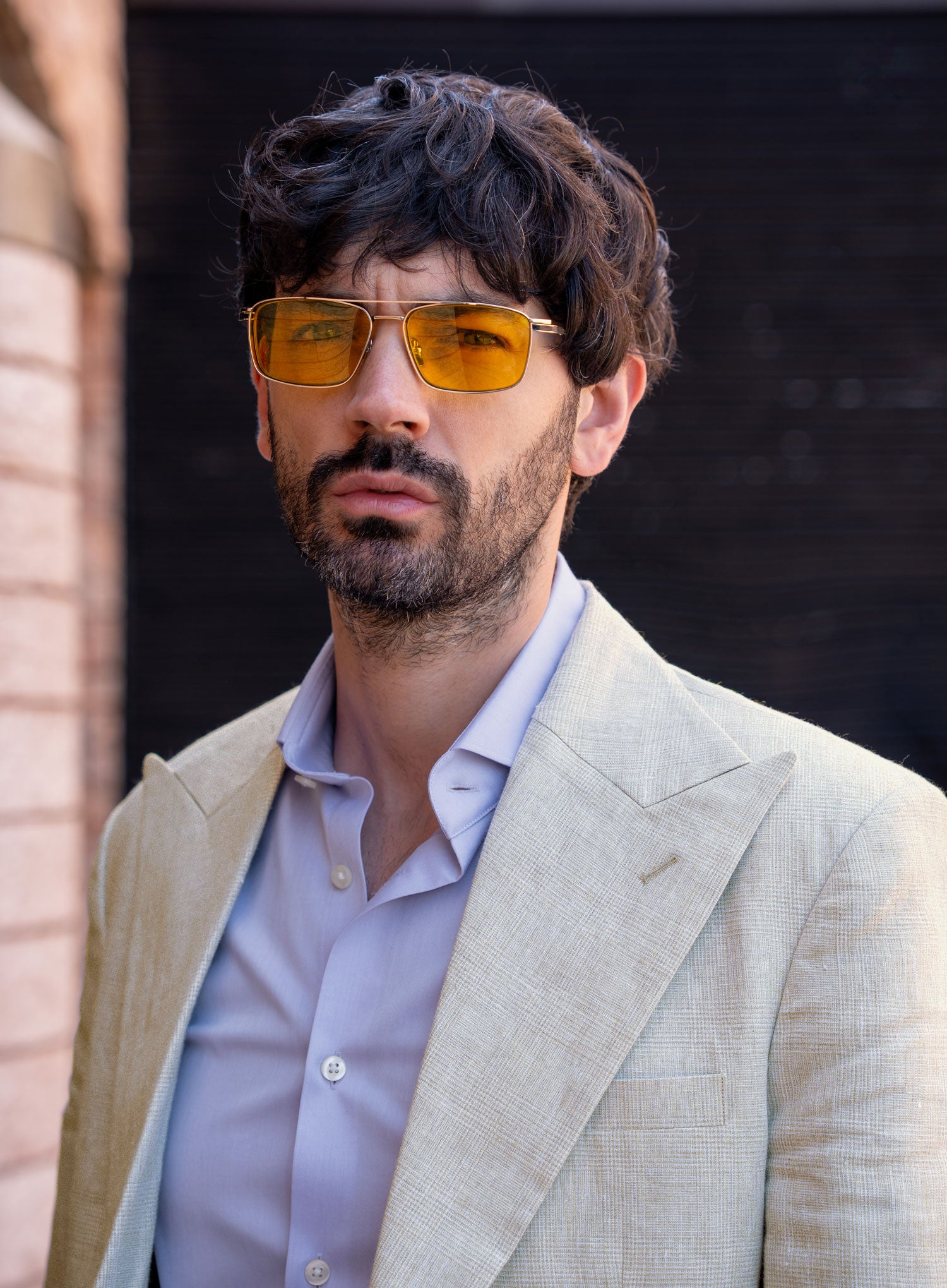 Italian Prato Beige Glen Linen II Jacket - StudioSuits
