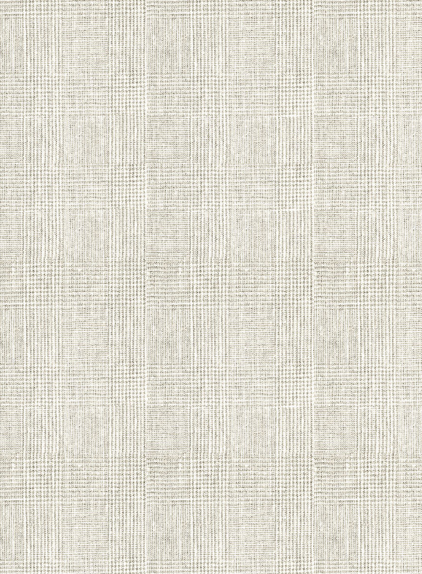 Italian Prato Beige Glen Linen Pants - StudioSuits