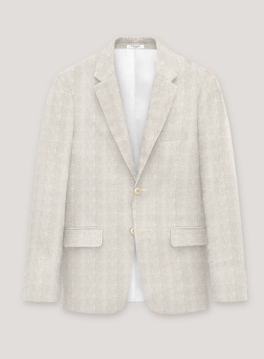 Italian Prato Beige Glen Linen Jacket - StudioSuits